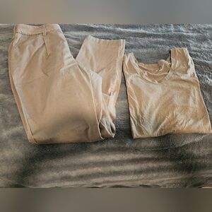 a new day Women's Beige Pants and Top Set